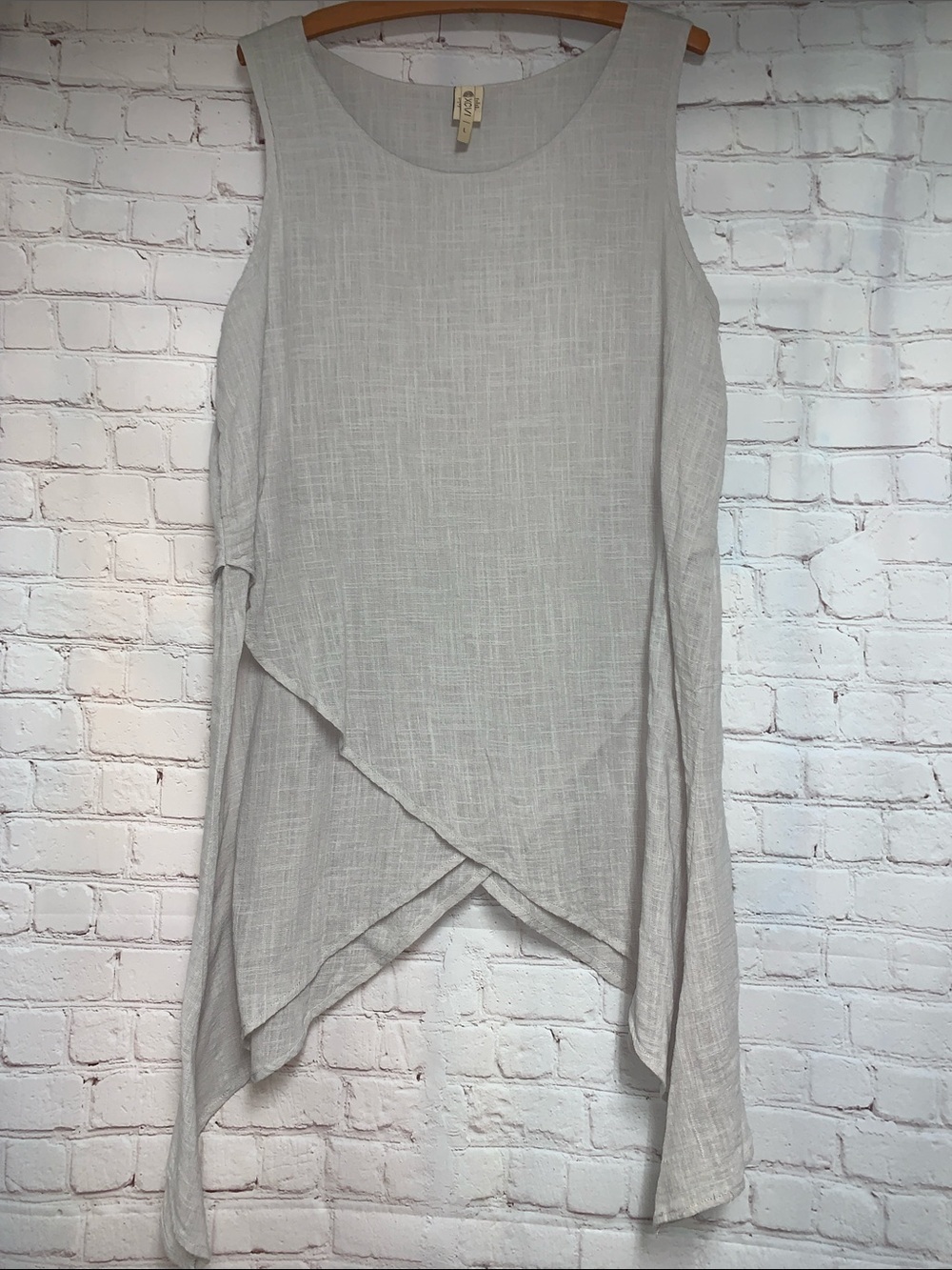 XCVI Light Gray Cotton Asymmetrical Lagenlook Top Tunic Size L​